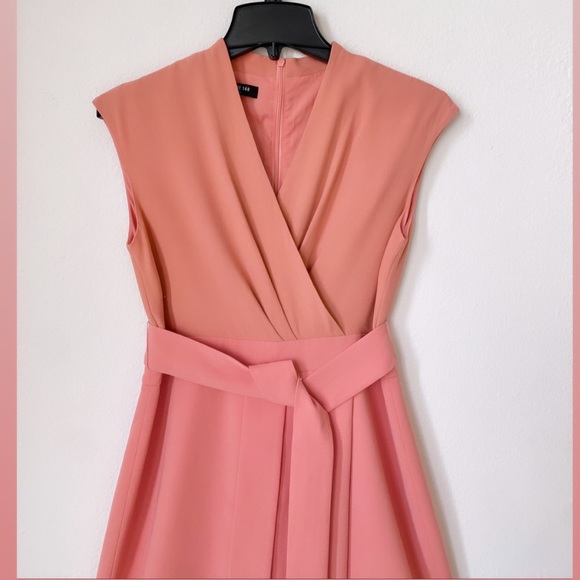 Lafayette 148 New York - Grayson Belted Mixed Midia Sheath Dress Porcela… - Picture 9 of 12